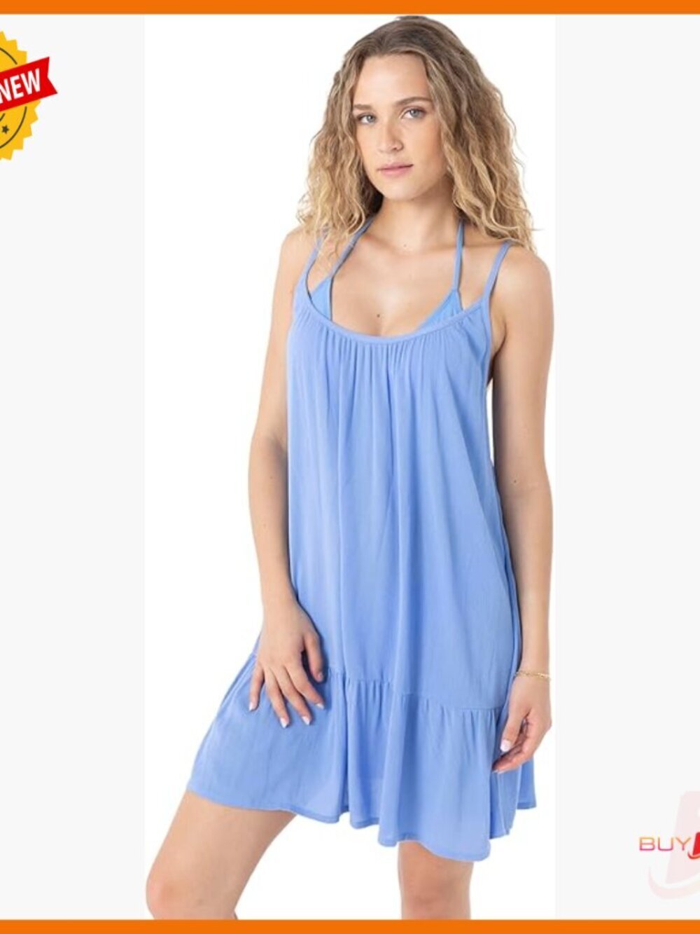 Midi Sundress Cover Up Dress Beach Resort Wear Lightweight Tie Closure